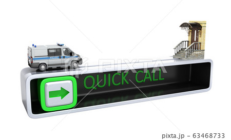 concept of quick call of police 3d render on whiteのイラスト素材 [63468733 ...