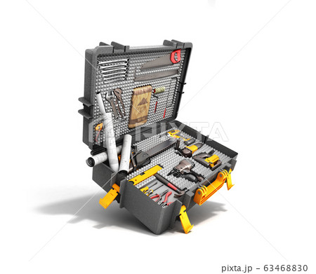 A set of tools in the case 3d render on white A set of tools in the case 3d render on white 63468830