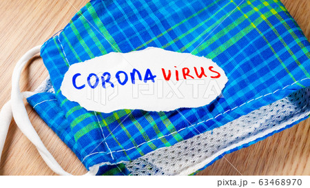 Face mask and pillswith inscription coronavirus Face mask and pillswith inscription coronavirus 63468970