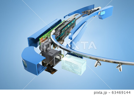 Interactive glasses Disassemble in parts 3d render 63469144