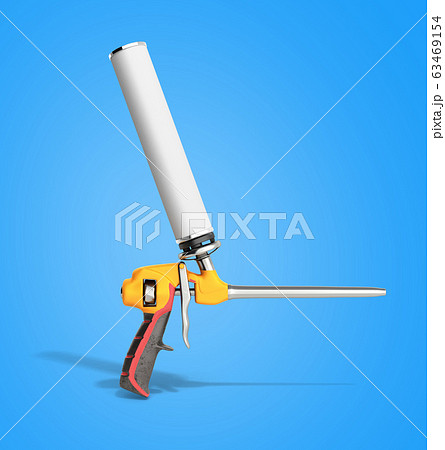 Foam gun on blue background 3d render 63469154
