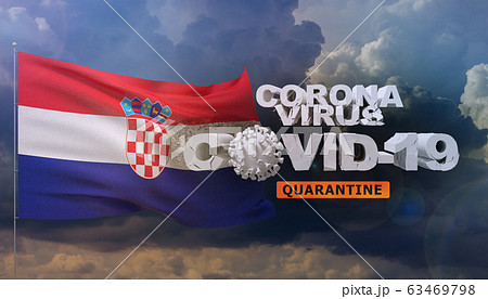 Coronavirus disease COVID-19 infection concept - waving flag of Croatia. 3D illustration. 63469798