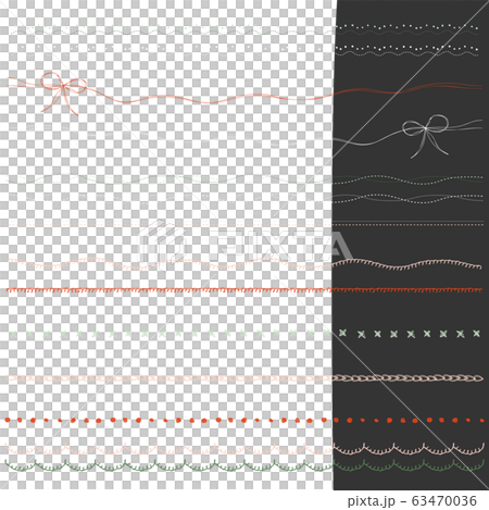 ステッチのようなラインのセット 白背景と黒背景用のイラスト素材