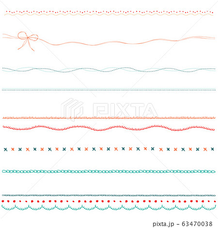 ステッチのようなラインのセット カラフルのイラスト素材 63470038 Pixta