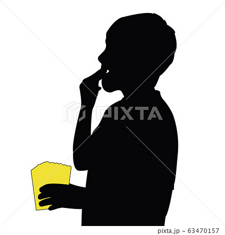 Boy Eating Silhouette Vectorのイラスト素材
