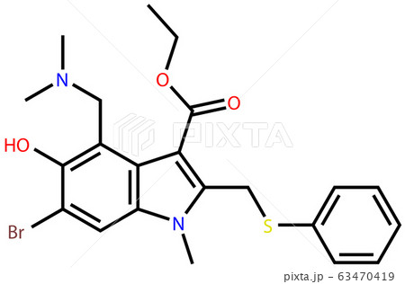 Structural formula of antiviral Umifenovir, active 63470419
