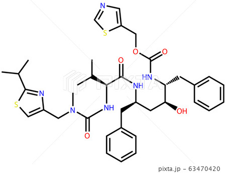 Structural formula of antiviral Ritonavir, active 63470420