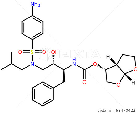 Structural formula of antiviral Darunavir, active 63470422