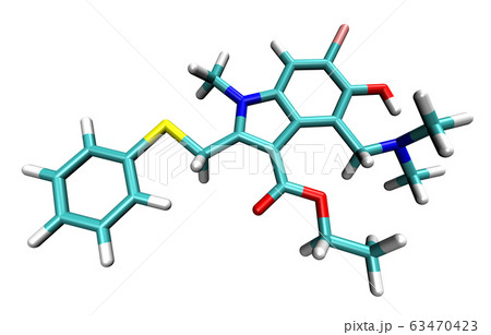 3D structure of antiviral Umifenovir, active 63470423