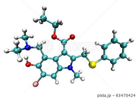 3D structure of antiviral Umifenovir, active 63470424