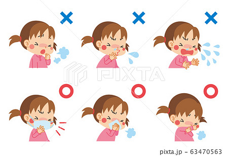 風邪や感染症の予防と小さな女の子のイラスト素材