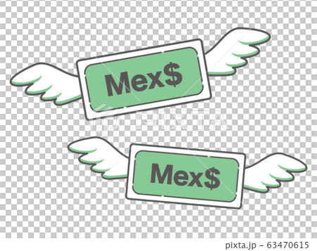 飛んでいく墨ペソ紙幣のシンプルなアイコン 飛んでいく墨ペソ紙幣のシンプルなアイコン 63470615