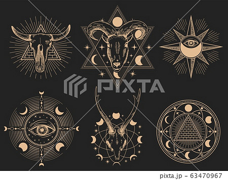 Occult symbols. Vector illustration set isolated on black 63470967