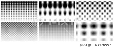 Halftone gradient. Dotted gradient, smooth dots spraying and halftones dot background seamless horizontal geometric pattern vector template set 63470997