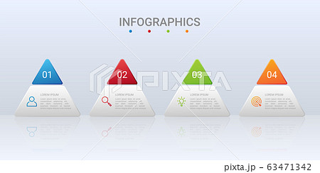 Colorful timeline infographic template with 4 steps on gray background, vector illustration Colorful timeline infographic template with 4 steps on gray background, vector illustration 63471342