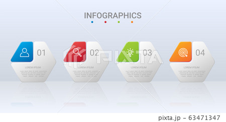 Colorful timeline infographic template with 4 steps on gray background, vector illustration Colorful timeline infographic template with 4 steps on gray background, vector illustration 63471347