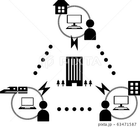 テレワーク 在宅勤務 イメージ図 ベクターイラストのイラスト素材