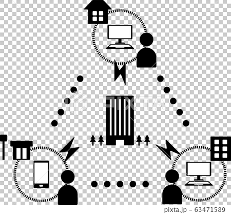 テレワーク 在宅勤務 イメージ図 ベクターイラストのイラスト素材