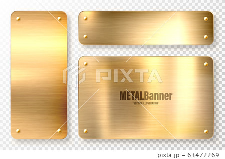 Realistic shiny metal banners set. Brushed steel plate. Polished copper metal surface. Vector Realistic shiny metal banners set. Brushed steel plate. Polished copper metal surface. Vector 63472269