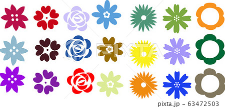 花 植物 花びら 抽象的 デザイン 文様 シンプル セットのイラスト素材