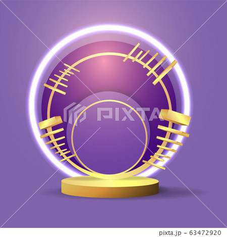 Metallic golden stage with floating geometrical 63472920