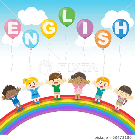 英会話　子供　人物　虹　主線無し 63473180