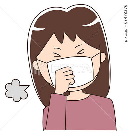 咳をする女性 イラスト 63473276