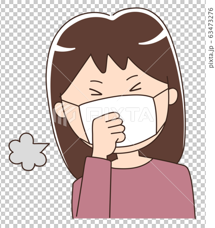 咳をする女性 イラスト 63473276