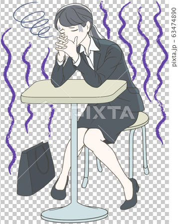 Depressed figure of a new adult in a suit worried at work 63474890