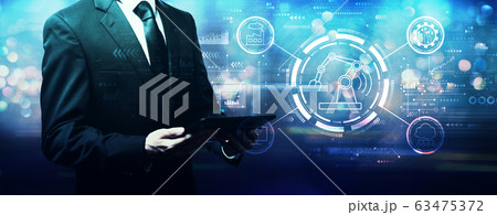 Smart industry concept with businessman 63475372