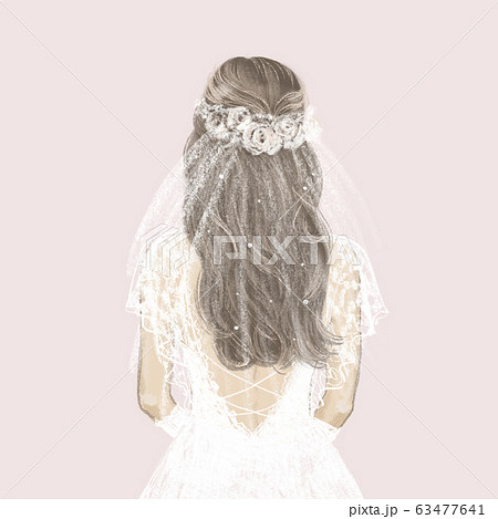 Beautiful Bride In White Dress Loose Hair And のイラスト素材