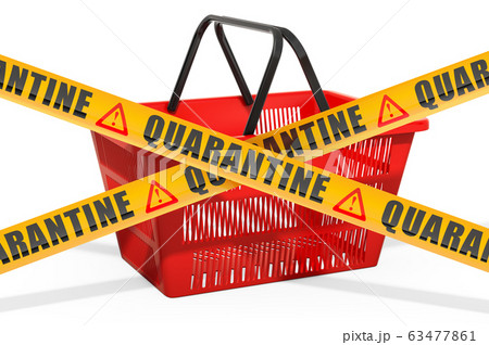 Shopping basket with caution barrier tapes 63477861