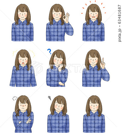 女性　表情セット  63481687