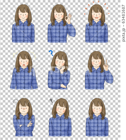 女性　表情セット  63481687