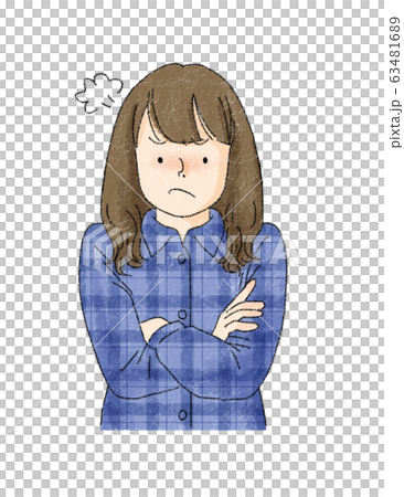 女性　表情　（怒り顔） 63481689