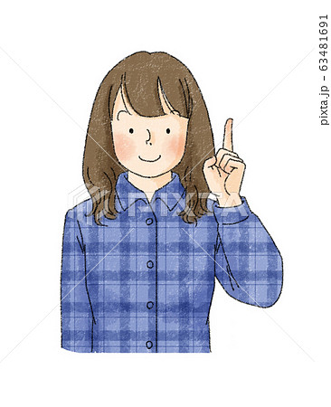 女性　表情　（指さし） 63481691