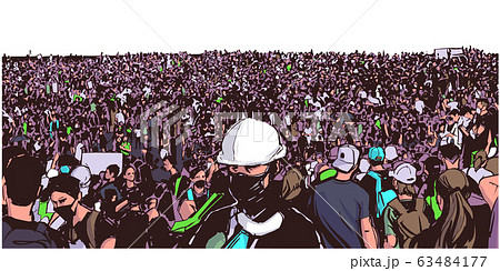 Illustration of large protesting crowd Illustration of large protesting crowd 63484177