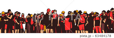 Illustration of large protesting crowd Illustration of large protesting crowd 63484178