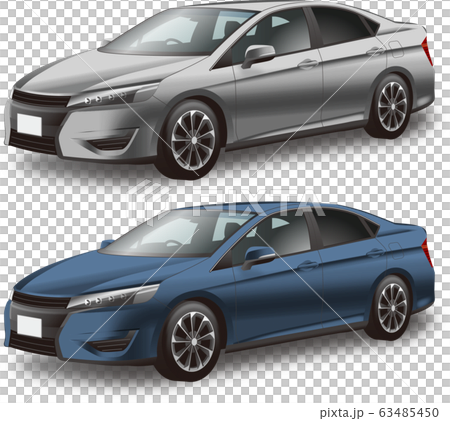 Car illustration sports sedan silver blue original design 63485450