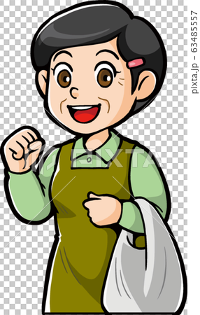 買い出しをする女性２（中高年） 63485557