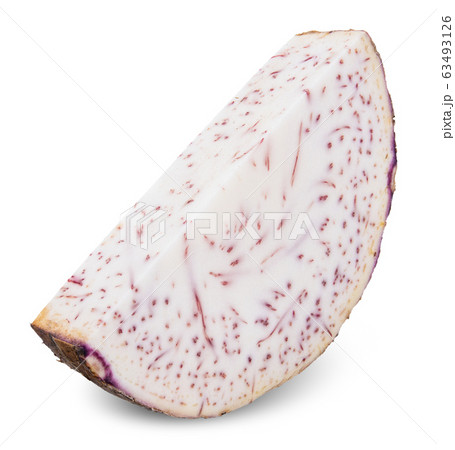 slice taro fruit isolated on white clipping path slice taro fruit isolated on white clipping path 63493126