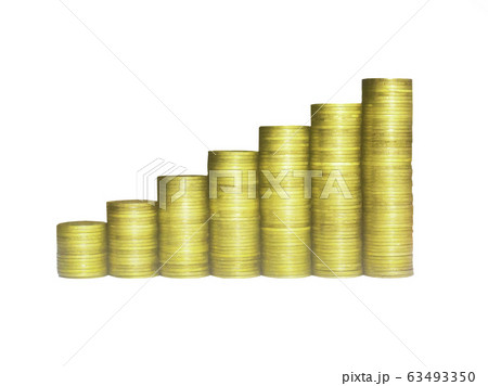 Coin stacks isolated on white with clipping path 63493350