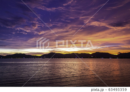 Beautiful sunset on twillight over moutain background 63493359
