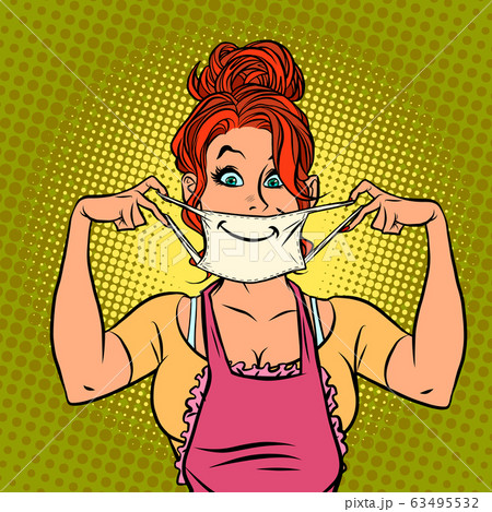 Housewife in a medical mask 63495532