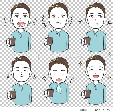うがいをする男性(漫符付き) 63496060