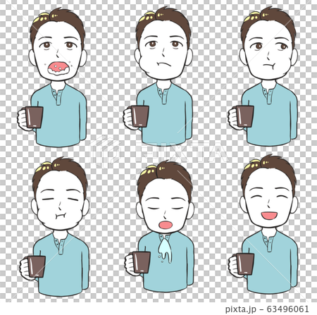 うがいをする男性 うがいをする男性 63496061