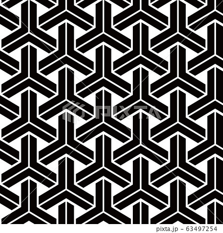 日本の伝統模様　毘沙門亀甲 63497254