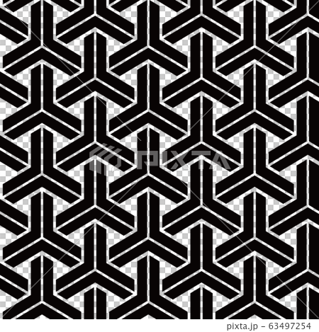 日本の伝統模様　毘沙門亀甲 63497254