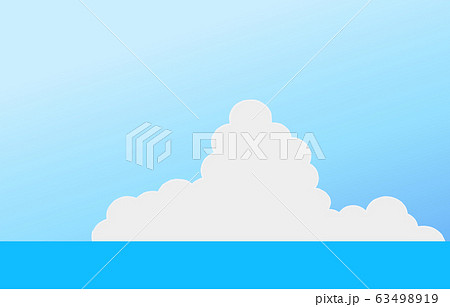 夏空のイラスト 海と青空と入道雲のイラスト素材