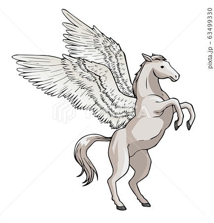 ペガサス 空想生物 幻想生物 翼のある馬のイラスト素材